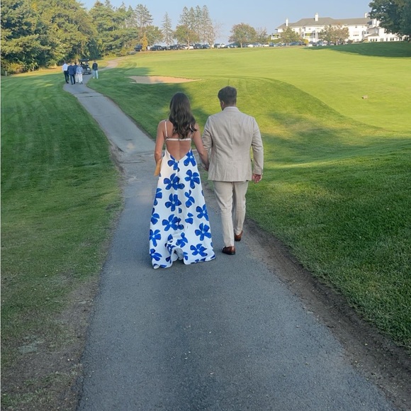 SAU LEE blue and white floral gown - Picture 2 of 6